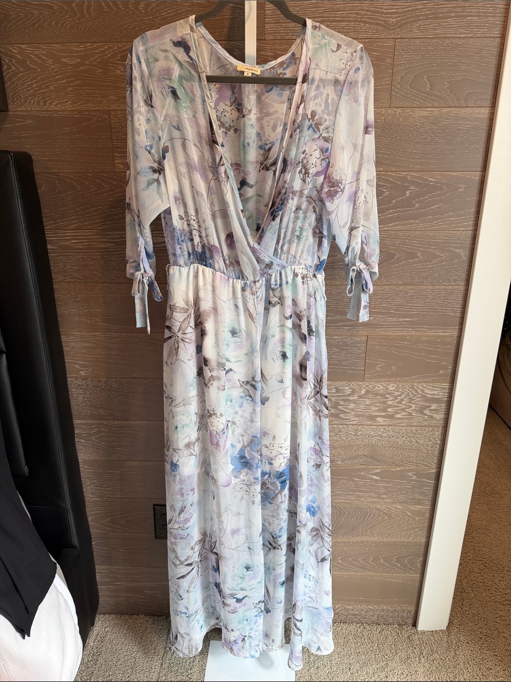 Sheer Floral Wrap Maxi Dress